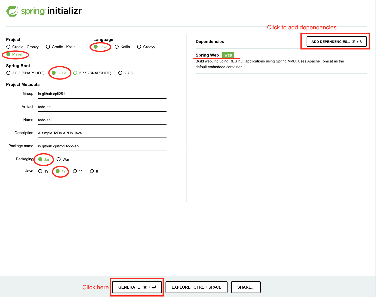 Spring initializer