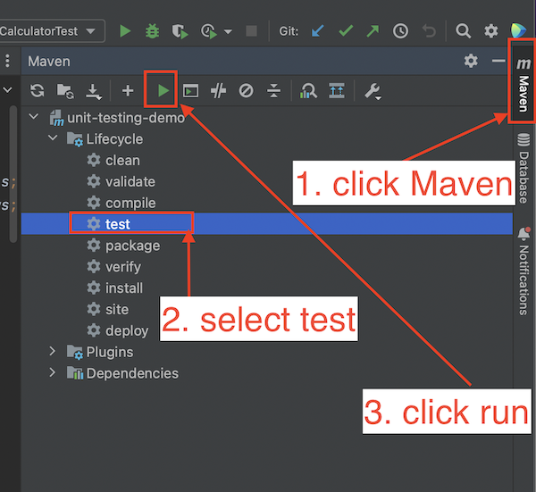 running maven test cycle in IDEA