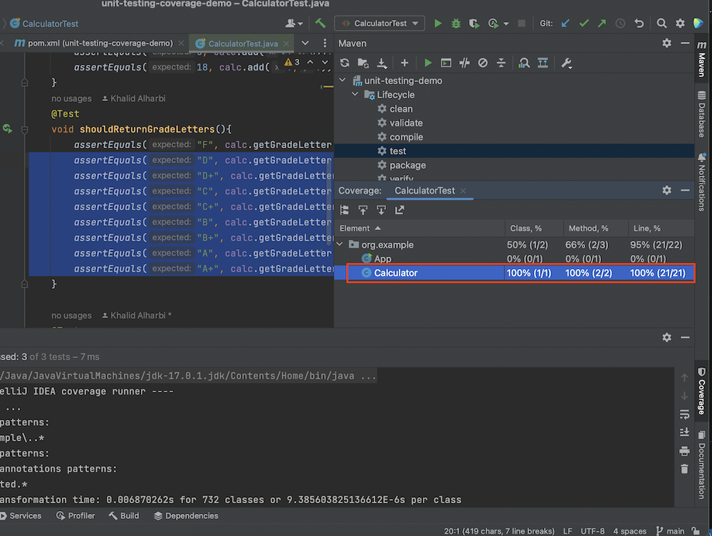 Intellij IDEA test coverage result